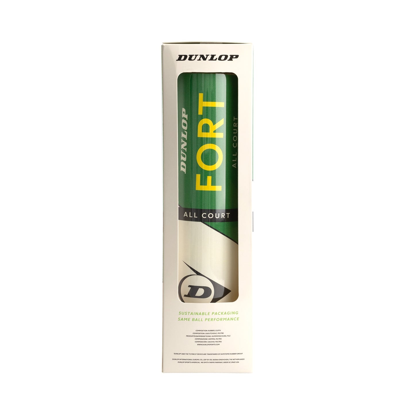 כדורי טניס Dunlop Fort All Court TS – קרטון 18 רביעיות (72 כדורים)