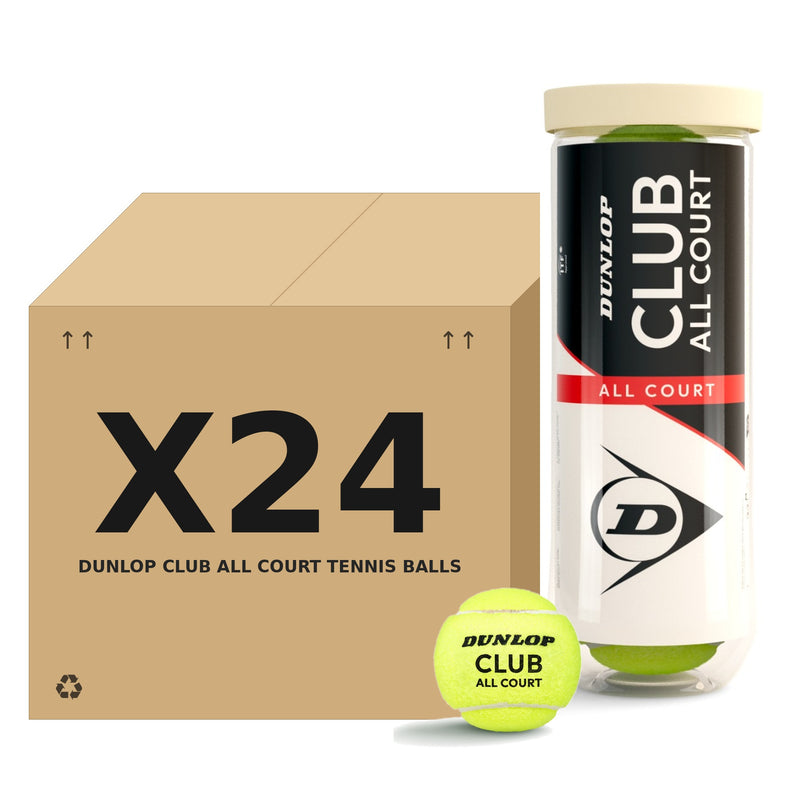 כדורי טניס Dunlop Club All Court – קרטון 24 שלישיות (72 כדורים)