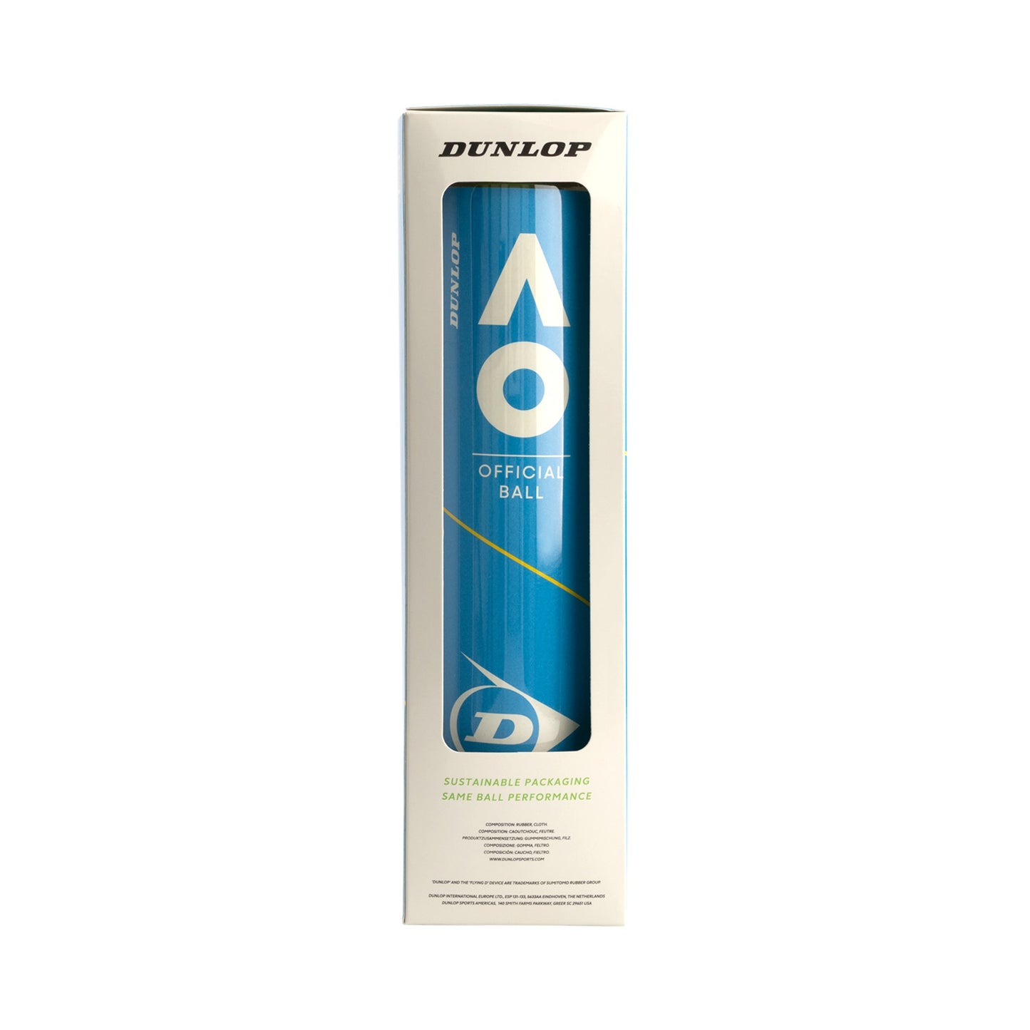כדורי טניס Dunlop Australian Open – קרטון 18 רביעיות (72 כדורים)