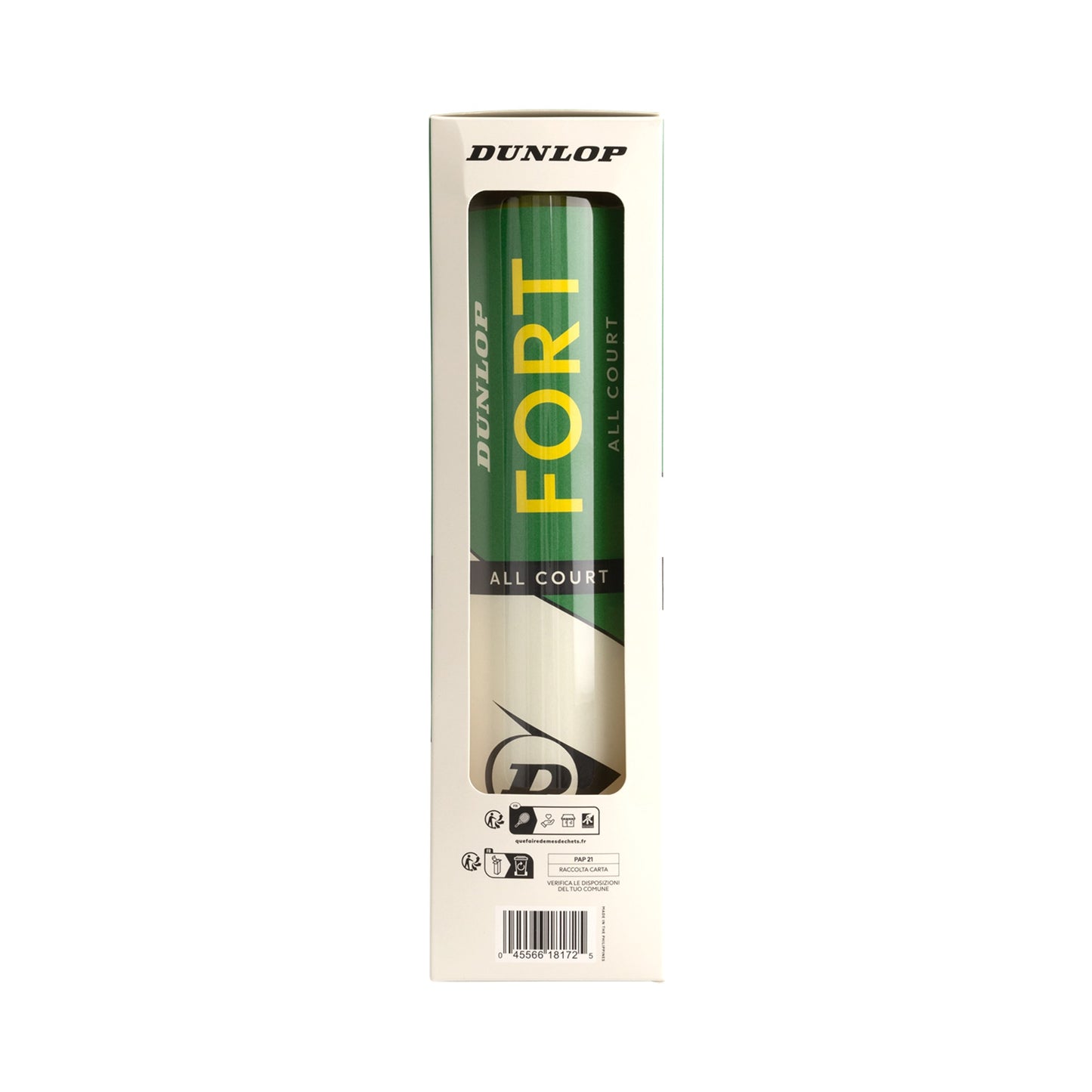 כדורי טניס Dunlop Fort All Court TS – קרטון 18 רביעיות (72 כדורים)