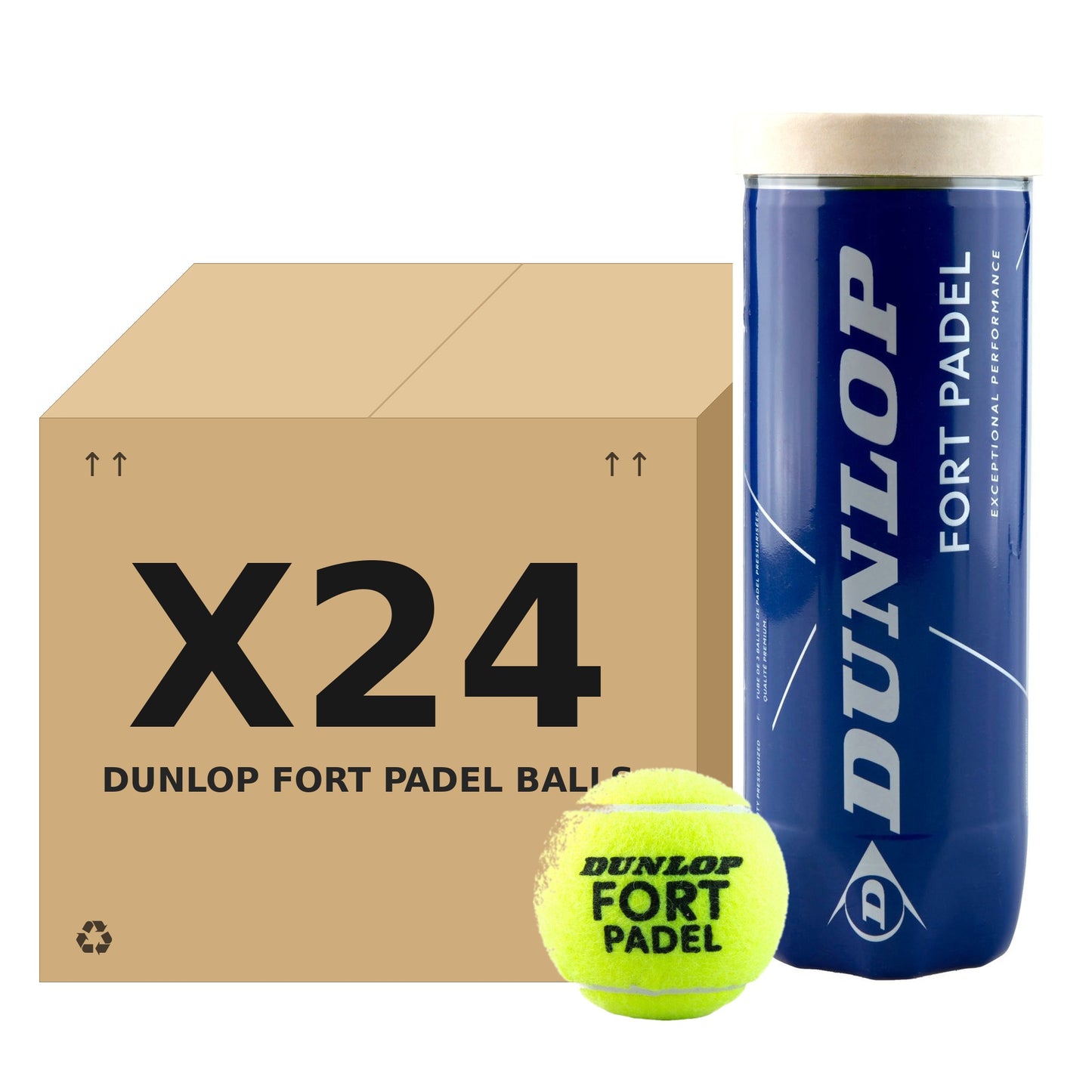 כדורי פאדל Dunlop FORT PADEL – קרטון 24 שלישיות (72 כדורים)