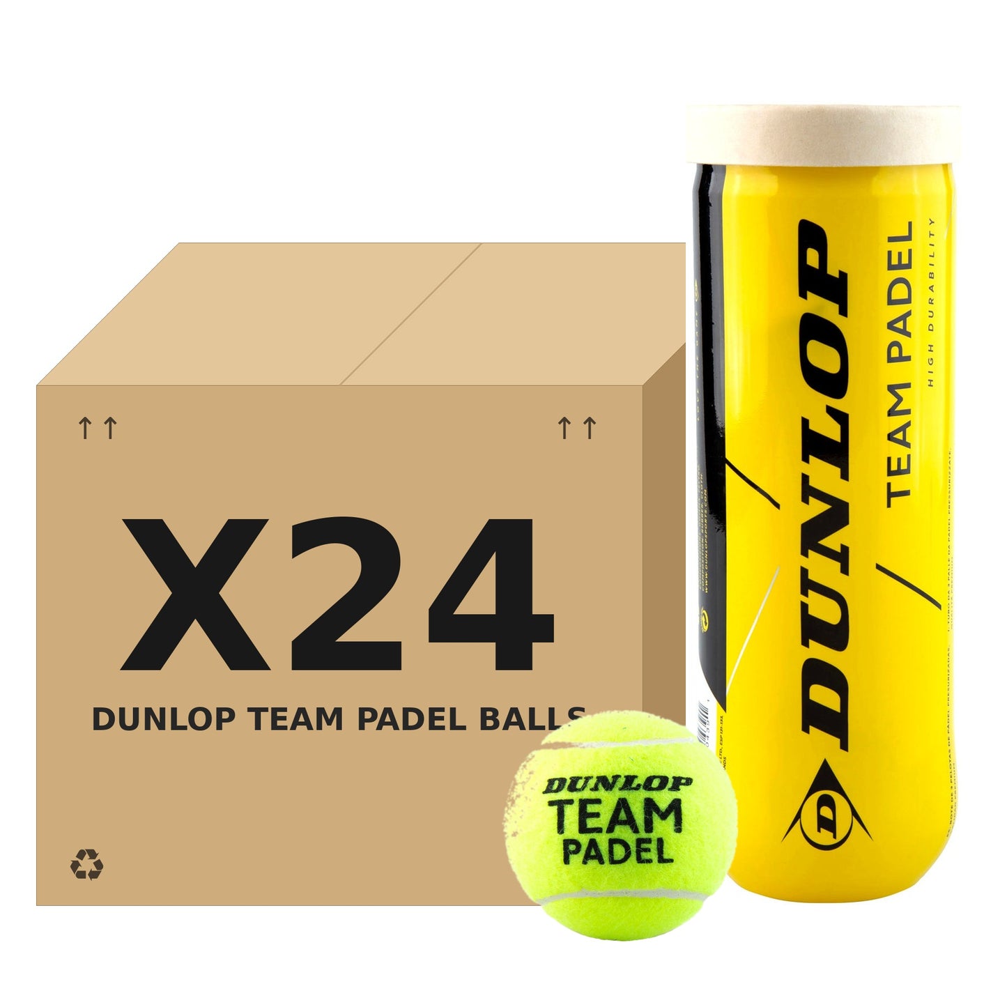 כדורי פאדל Dunlop TEAM PADEL – קרטון 24 שלישיות (72 כדורים)