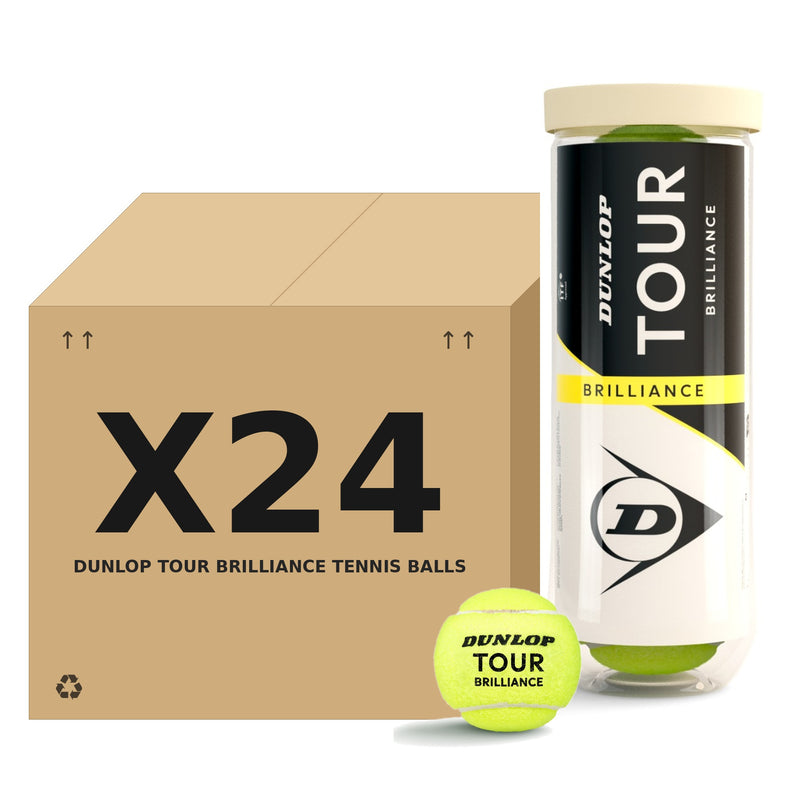 כדורי טניס Dunlop Tour Brilliance – קרטון 24 שלישיות (72 כדורים)