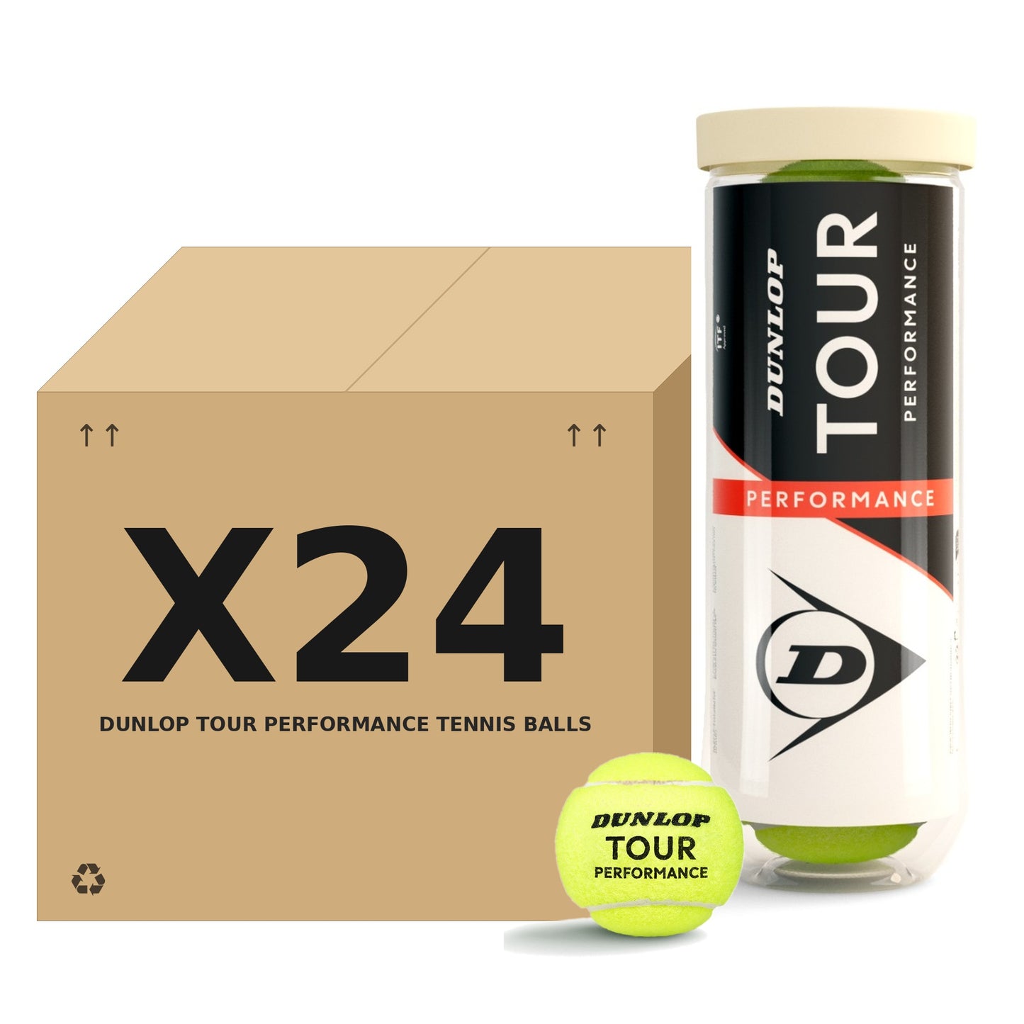 כדורי טניס Dunlop Tour Performance – קרטון 24 שלישיות (72 כדורים)